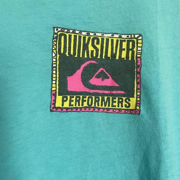 Quiksilver Teal Wave Graphic Short Sleeve Organic Cotton T-shirt size Large - Picture 4 of 8
